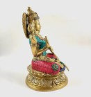 10  Tibet Buddhism Bronze Painted 4 Arms Bodhisattva Kwan-yin Buddha Statue New