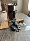 Vintage Edmund 300x Microscope With Original Wooden Box  Balsam Cement 