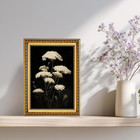 Vintage Botanical Framed Wall Art  Moody White Queen Anne s Lace Canvas Print  A