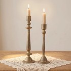 Vintage Gold Cast Iron Taper Candle Holders Set Of 2 - Rustic Antique Decor F   