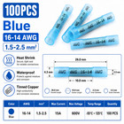 100pcs Heat Shrink But Connector Waterproof Electrical Wire Marine Butt Splice