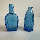 Lot Of 2 Vintage Cobalt Blue Glass Bottles Wheaton Horseshoe   Corn Cob Old Doc