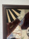 Antique Victorian Era Japonisme Crazy Quilt 1800   s Hand Stitched Square Framed