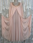 Vtg Rare L Xl Lucie Ann Peach Double Nylon Peignoir Robe Nightgown W Lace Set