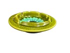 Vintage Mid Century Modern Avocado Turquoise Drip Glaze Ashtray Maurice Of Calif