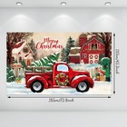 Christmas Red Truck Backdrop Banner Vintage Holiday Photography Buffalo Plaid Fa