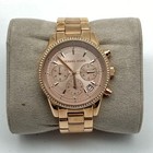 Michael Kors Mk-6357 37mm Wr 50m Chrono Rose Gold Tone Women s Watch