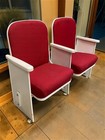 2 Theater Seats  Vintage Red Upholstered Tip-up Cinema Auditorium Seating  A9