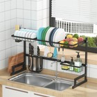 Adjustable Dish Drying Rack Heavy Duty Metal Kitchen Organization Storage Basket