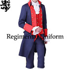 18th Century Revolutionary War Jacket Colonial Costume Men Navy Blue Wool Coat