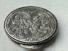 Vintage Heavy  Engraved Sterling Silver  800 Oval  Pill Box  Trinket  19 97g
