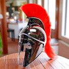 Greek Corinthian Helmet Red Plume Steel Medieval Larp Reenactment Adult Armor