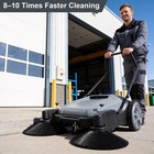 Pohir 42  Walk-behind Hand Push Floor Sweeper 15 Gallon Waste Container Gray