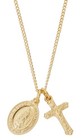 Gold Plated Sterling Silver Cross And Guadalupe Medal Double Pendant With Chain