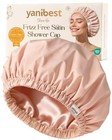 Satin Lined Shower Cap For Women Reusable Waterproof  Frizz Free   Peachy Pink