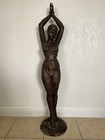 Antique Large Art Deco Bronze Sculpture     Female Figure     58     147 Cm 