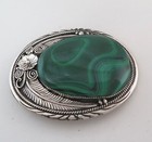 Big Xl Navajo Sterling Silver   Incredible Malachite Slab Western Belt Buckle