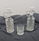 Vtg Anchor Hocking Wexford Oil Vinegar Cruets   Toothpick  Shot Glass Set Of 3