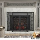 Kyomi Modern Iron Folding Fireplace Screen With Door