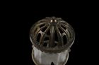 Original Arcade Antique Cast Iron   Glass Crystal Penny Bank With Original Paint