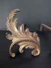 Antique Brass French Rococo Style Acanthus Leaf Fireplace Andirons Set Of 2