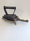 Antique Cast Iron Sad Iron No 4 With Brass Trivet Stand
