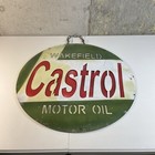 Vintage Castrol Motor Oil Wakefield Large Metal Advertising Sign - 23 In Layered