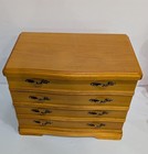 Vintage Wooden Jewelry Box Chest 3 Drawer Vanity Mirror Hooks Croft And Barrow