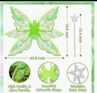 Quescu Fairy Wings With Wond Costume Adults Or Girls Green Halloween New