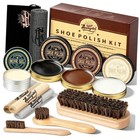 12 Pcs Shoe Polish Kit - Horsehair Brushes  Black Brown Neutral Polish mink