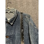 Vintage Lee Easy Rider Black Denim Jacket Mens Distress Green Stitch Xl Usa Euc