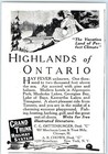 1920 Ontario  Canada Grand Trunk Railway System Print Ad Algonquin Muskoka C38