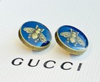 Gucci  Buttons Lot Of 2  Metal 14 Mm 0 5 Inch  Metal   Bees Blue Stamped