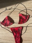 Red Flame Smokey Print Micro Triangle Dancewear Bikini Set