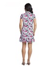 Ibkul Xenia Print Short Sleeve Godet Dress White black red Sz S Upf 50 