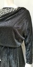 Vintage 1970s Maak Modell Black Silver Sequin Dress - Size S m - Euc 