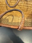Moroccan Leather Wicker Basket Tote Bag Handmade In Morocco Brown Tan 