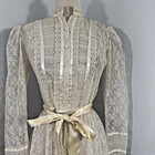 Vtg Antique Edwardian Dress Womens 6 Floral Lace Victorian Cottagecore 90s