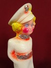 Vintage Nos Chalkware 9  Flapper Girl In Bell Bottoms Carnival Prize