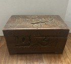 Vintage Antique Hand Carved Asian oriental Chest Decorative Box