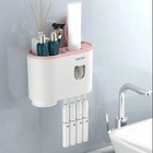 Wall Mounted Toothbrush Holder With Automatic Toothpaste Dispenser Bathroom Acc