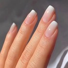 24pcs Glossy Pink Press-on Nails     Medium Square Full Cover Fake Nails