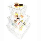 3 Tier Cake Stands Square Crystal Beaded Cupcake Tower Separable Dessert Display