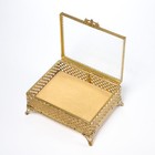 Antique Brass Ornate Ormulu Victorian Casket Footed Jewelry Trinket Box Vintage