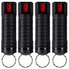 Police Magnum 4 Pack 1 2oz Black Molded Case Keychain Pepper Spray Self Defense 