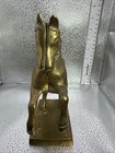 Antique Cast Iron Prancing Horse Coin Bank On Base Original Early 1900 s Gold