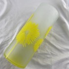 Vintage Georges Briard Mcm 9 75  Tall Frosted Retro Yellow Daisy Vase Art Glass