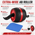 Extra Wide Ab Roller Wheel W  Knee Pad Core Trainer Home Gym Fitness Black Red