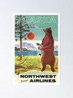 Alaska Bear Retro Vintage Travel Poster Wildlife Nature Wall Art Print Rustic