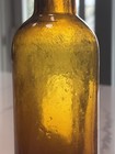 Antique Amber Glass Blob Top Beer Bottle 9 5    Hand Blown Crude Bubbles C 1900